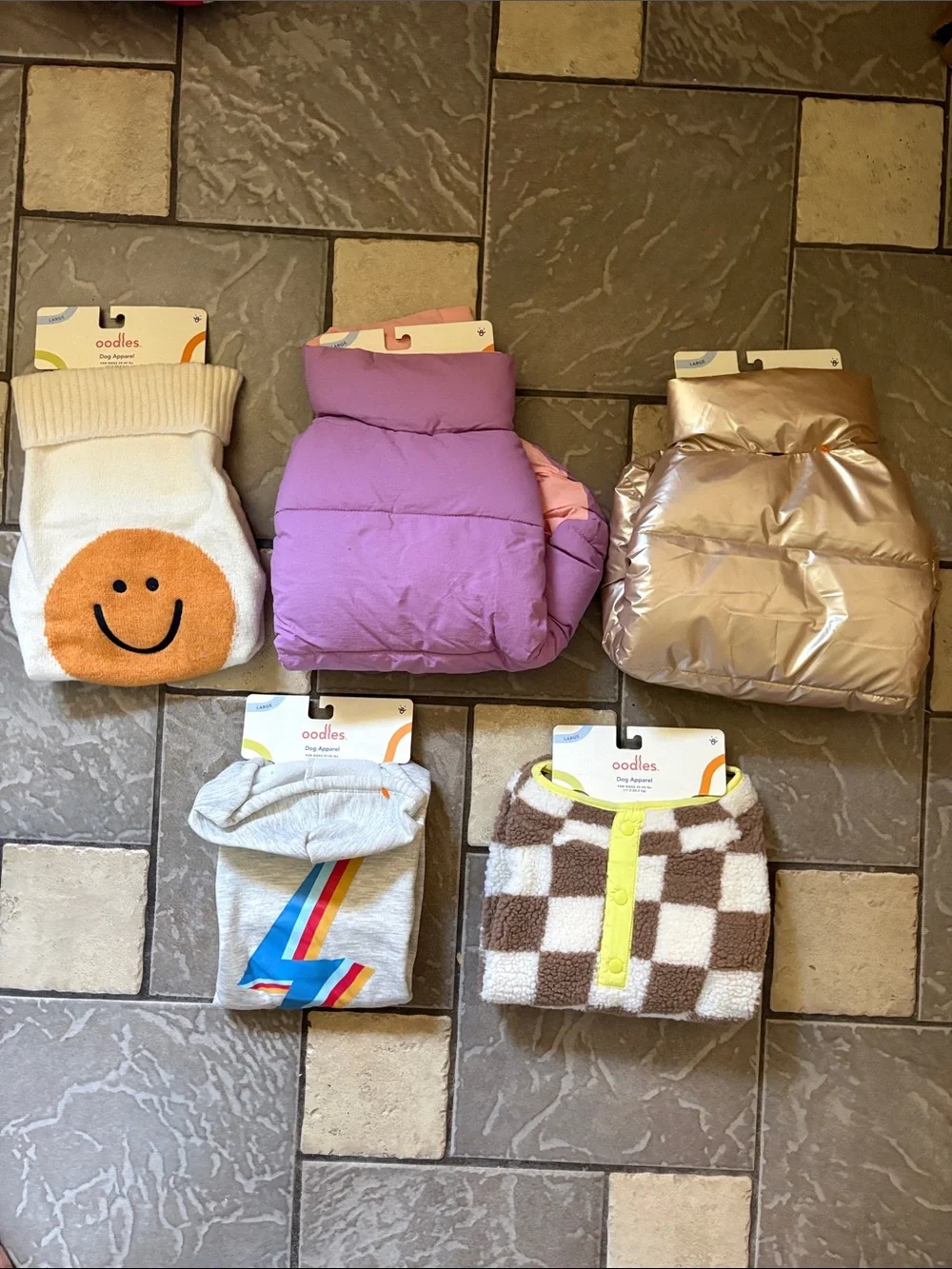New Oodles Cozy Dog Winter Jackets - Assorted Colors (Set of 5)